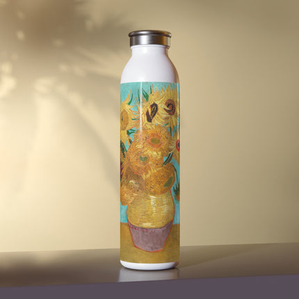 Vase with Twelve Sunflowers by Vincent Van Gogh Slim Water Bottle