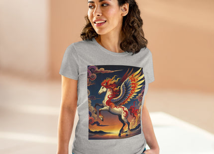 Flame-Winged Horse at Sunset Women's Midweight Cotton Tee