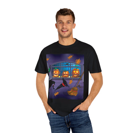 Whimsical Halloween Mischief Unisex Garment-Dyed T-shirt