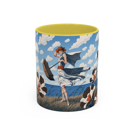 🌊🌼 The Windswept Seaside Promenade Colorful Mug – Art Deco Coastal Elegance