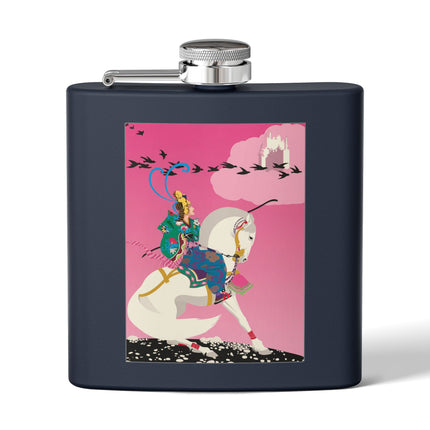 Samurai Princess on the White Steed Flask – Bold Fantasy & Elegant Adventure