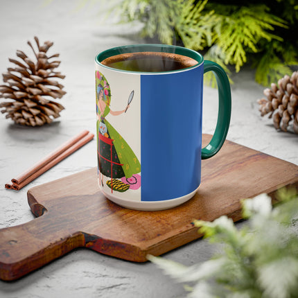 Lady with the Golden Fish Colorful Mugs – Whimsical Fashion & Playful Fantasy
