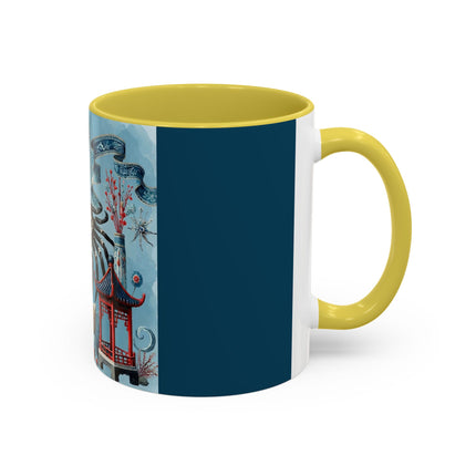 Spotted Crab & Pagoda Colorful Mug – Mystical Ocean & Asian Harmony