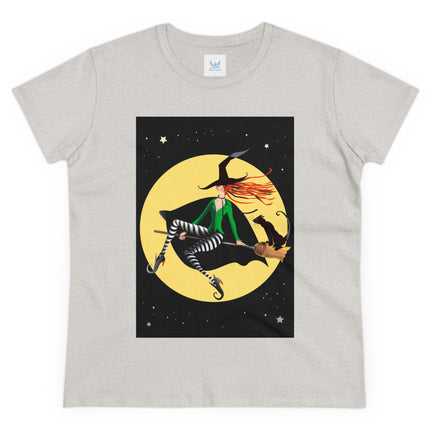A Witch’s Moonlit Flight Women's Midweight Cotton Tee