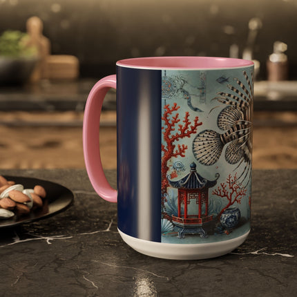 Lionfish & Lantern Colorful Mug – Mystical Ocean & Asian Harmony
