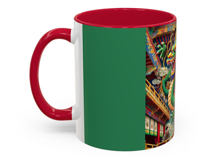 Tibetan Dragon Over Kabuki Duel Colorful Mugs (11oz, 15oz)