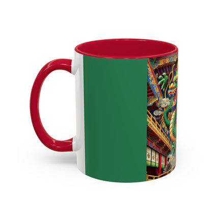 Tibetan Dragon Over Kabuki Duel Colorful Mugs (11oz, 15oz)