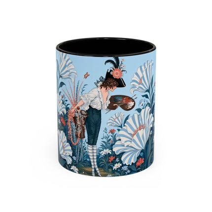 🎨💙 The Enchanted Garden Artist Colorful Mug – Art Deco Floral Whimsy