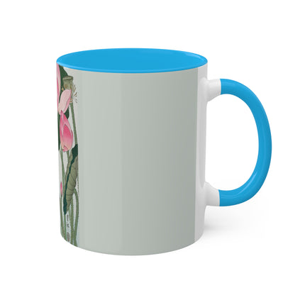 Blooming Lotus Flowers by Ohara Koson Colorful Mugs, 11oz