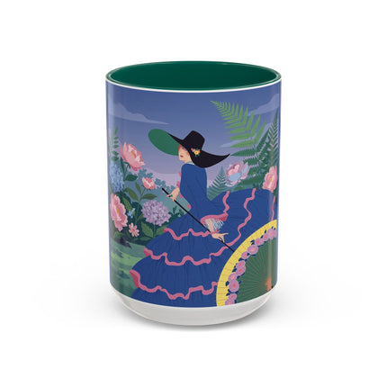 The Lady Of The Garden Stroll Colorful Mugs – Art Deco Botanical Elegance