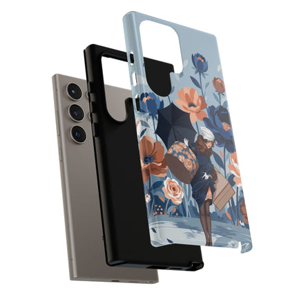 ☂️🌺 The Lady Of The Traveling Garden Phone Case – Art Deco Floral Adventure
