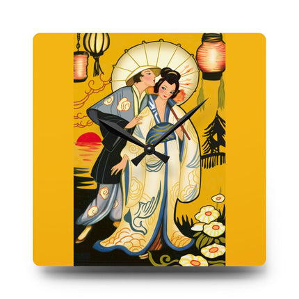 Golden Embrace Acrylic Wall Clock