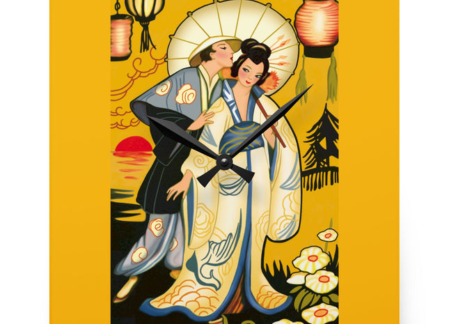 Golden Embrace Acrylic Wall Clock