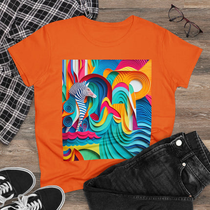 Surfing Zebra Women's Midweight Cotton Tee