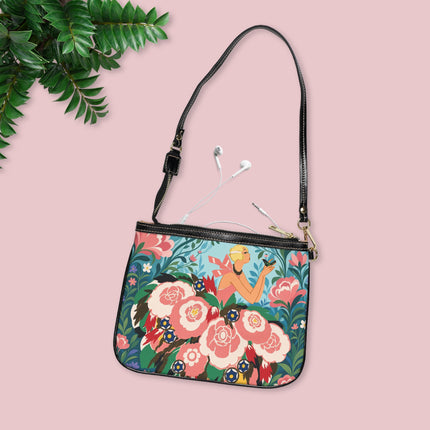 🌸🐦 The Girl Of The Little Birds Small Shoulder Bag – Art Deco Floral Whimsy