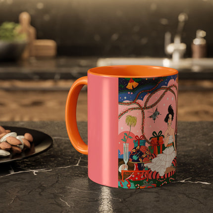 🎀🎄 Christmas Morning In The Rose Parlor Colorful Mug – Art Deco Holiday Fantasy