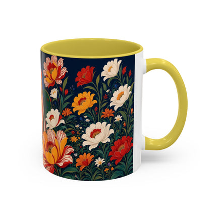 🌺🐦 The Enchanted Birdcage Garden Colorful Mug – Art Deco Floral Fantasy