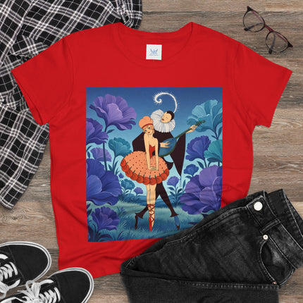 🎭🌺 The Garden Duet Cotton Tee – Art Deco Musical Whimsy