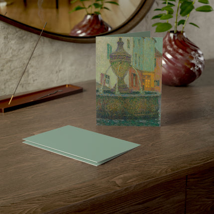 La Fontaine, Saint-Paul De Vence by Henri Le Sidaner Greeting Cards (1, 10, 30, and 50pcs)