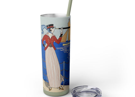 Costume de Yacht by George Barbier Skinny Tumbler with Straw, 20oz