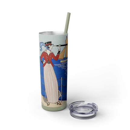 Costume de Yacht by George Barbier Skinny Tumbler with Straw, 20oz