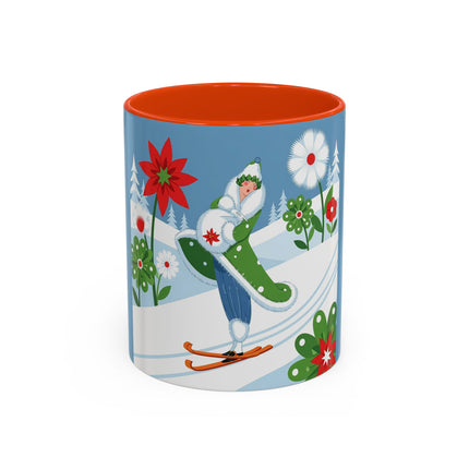 🎿❄️ The Winter Garden Skier Colorful Mug – Whimsical Holiday Fantasy