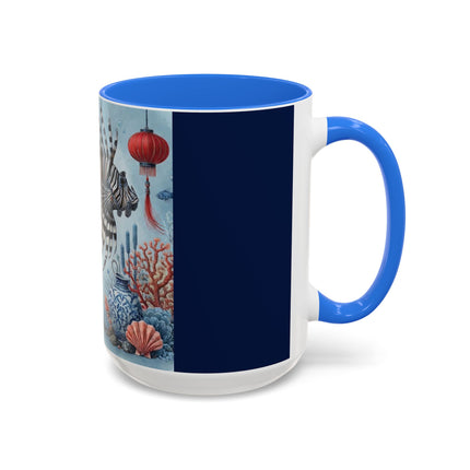 Lionfish & Lantern Colorful Mug – Mystical Ocean & Asian Harmony
