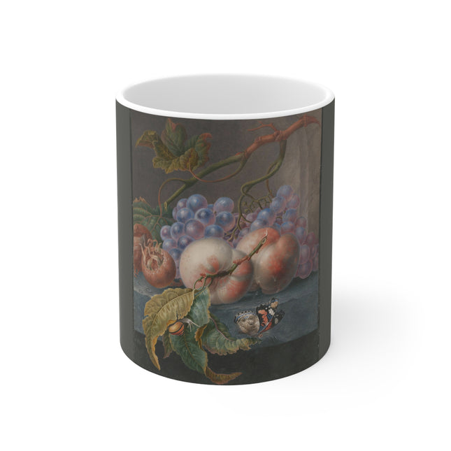 Fruits With A Butterfly And A Snail by Herman Henstenburgh 11oz Ceramic Mug