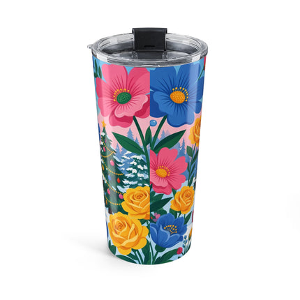 🌹🎄 The Lady Of The Christmas Rose Garden Tumbler – Art Deco Holiday Elegance