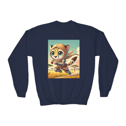 Swift Cheetah Youth Crewneck Sweatshirt – Speed, Energy & Adventure