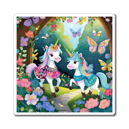 Baby Unicorns and Fluttering Butterflies Magnets (3 Sizes)