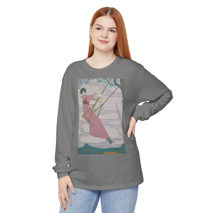 La balançoire by Georges Lepape Garment-dyed Long Sleeve T-Shirt