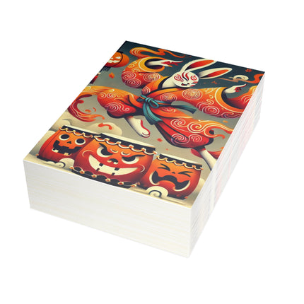 Jack-O’-Lantern Drums & The Kabuki Rabbit Postcards (envelopes included) - Bundles of 10, 30, 50 Pieces