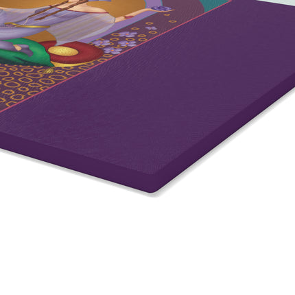 February & Amethyst Zodiac Glass Cutting Board