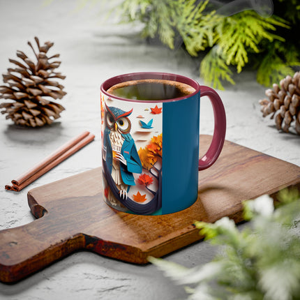 Owl at an Autumn Park Colorful Mugs (11oz, 15oz)