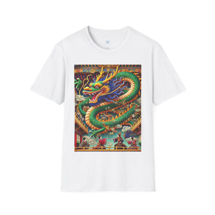 Tibetan Dragon Over Kabuki Duel Softstyle T-Shirt