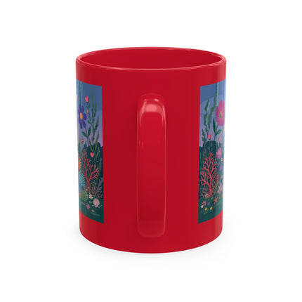 🐠🌸 The Lady Of The Underwater Flower Garden Ceramic Mug – Art Deco Aquatic Whimsy