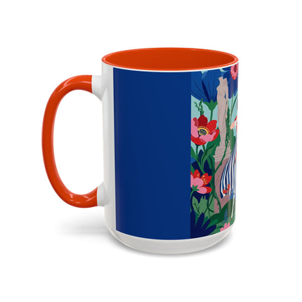 The Lady Of The Scarlet Bow Colorful Mugs – Art Deco Botanical Archer Elegance