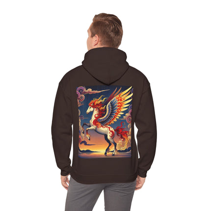 Flame-Winged Horse at Sunset – Heavy Blend™ Hooded Sweatshirt