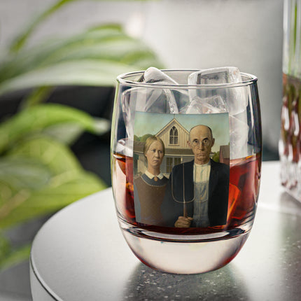 American Gothic by Grant Wood Whiskey Glass