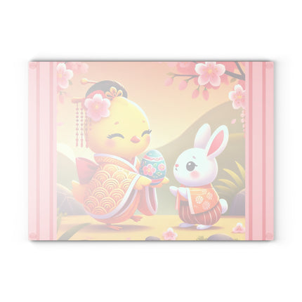 Whimsical Springtime Exchange Glass Cutting Board