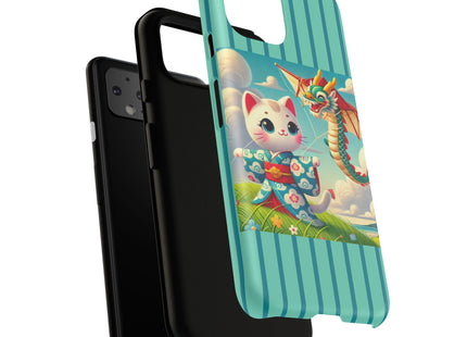 Geisha Kitten and the Dragon Kite Phone Cases