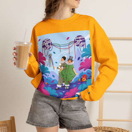 🎭🌸 The Garden Masquerade Crewneck Sweatshirt – Art Deco Floral Whimsy