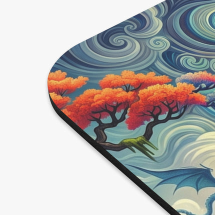Mystic Guardian of the Sky Mouse Pad – Warrior Fairy & Turquoise Dragon