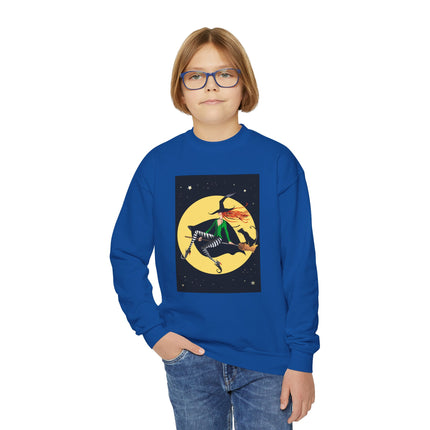 A Witch’s Moonlit Flight Youth Crewneck Sweatshirt