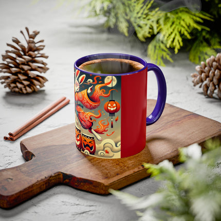 Jack-O’-Lantern Drums & The Kabuki Rabbit Colorful Mugs (11oz, 15oz)