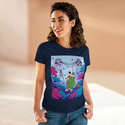 🎭🌸 The Garden Masquerade Cotton Tee – Art Deco Floral Whimsy