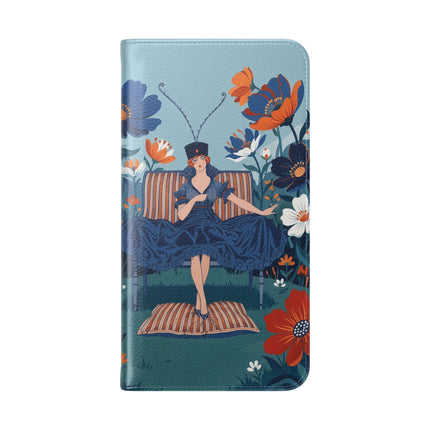 🌺🎩 The Lady Of The Grand Flower Garden Flip Case – Art Deco Floral Fantasy