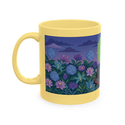 🧶☂️ The Lady Of The Garden Knitting Circle Ceramic Mug – Art Deco Floral Whimsy