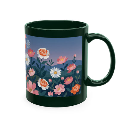 🌸🎭 The Lady Of The Floral Masquerade Garden Ceramic Mug – Art Deco Fashion Whimsy